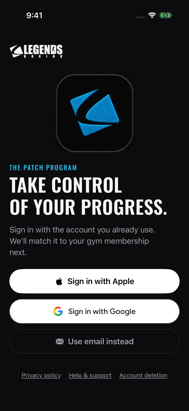 Coaches and members use the same sign-in screen. There's no coach button.
